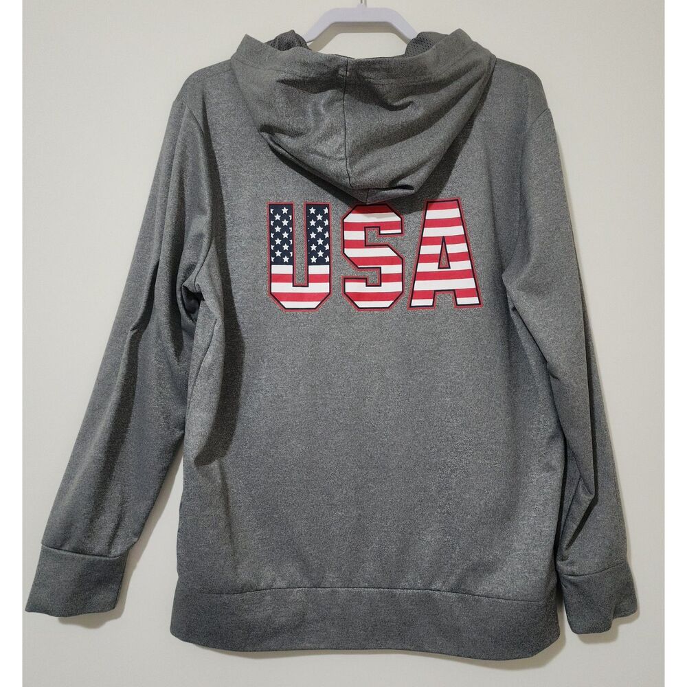 Striker USA Soccer Mens Full Zip Graphic Hoodie Sweatshirt Size M Heather Gray